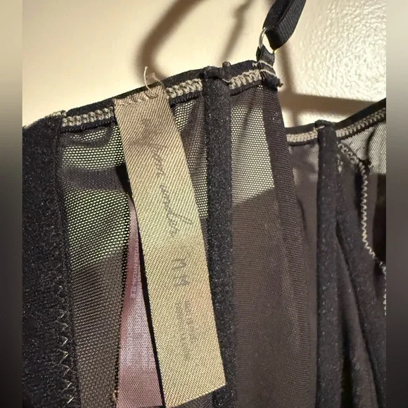 Urban Outfitters Out From Under Modern Love Corset Top Black Tan Lace Trim - Picture 7 of 10